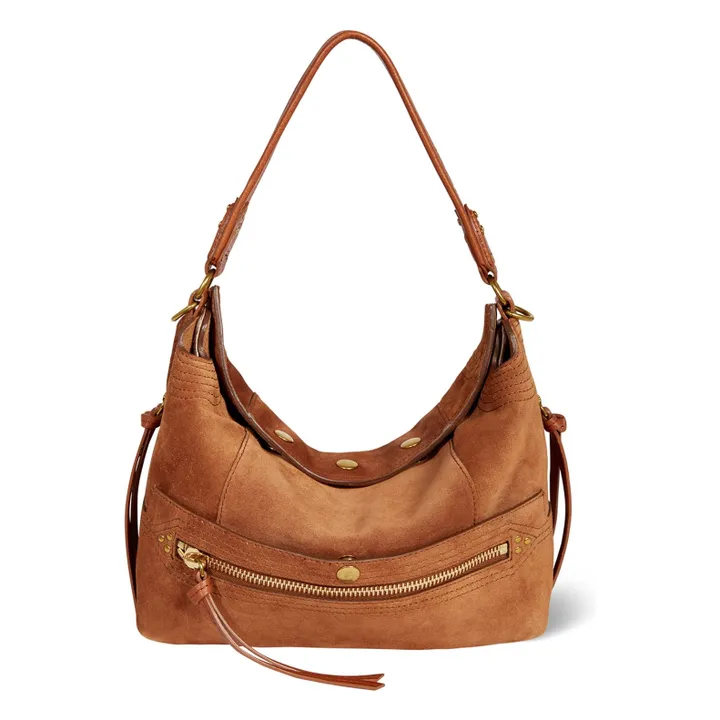 Sac Lucky Hobo Croûte Velours | Caramel- Image produit n°0