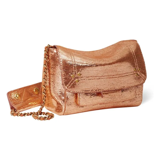 Bolso Lulu S Lamé cabra | Oro rosado