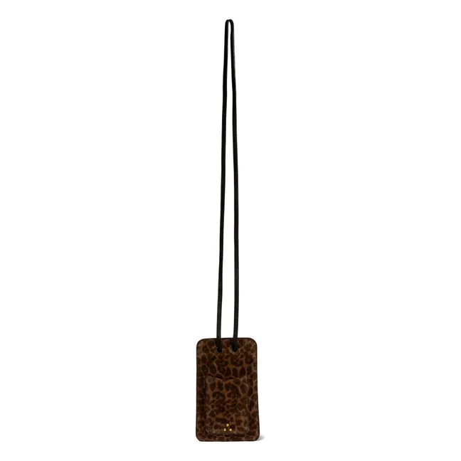 Funda de teléfono de piel de leopardo aterciopelada | Marrón