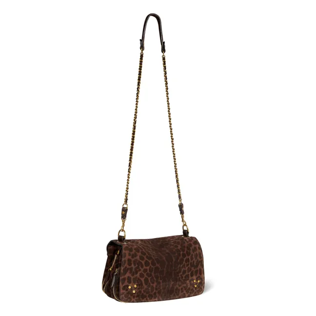 Bolso Bobi de terciopelo y leopardo | Marrón