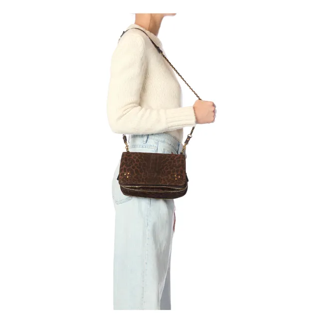Bolso Bobi de terciopelo y leopardo | Marrón