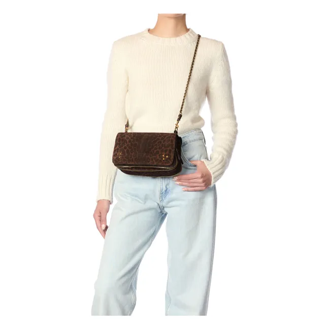 Bolso Bobi de terciopelo y leopardo | Marrón