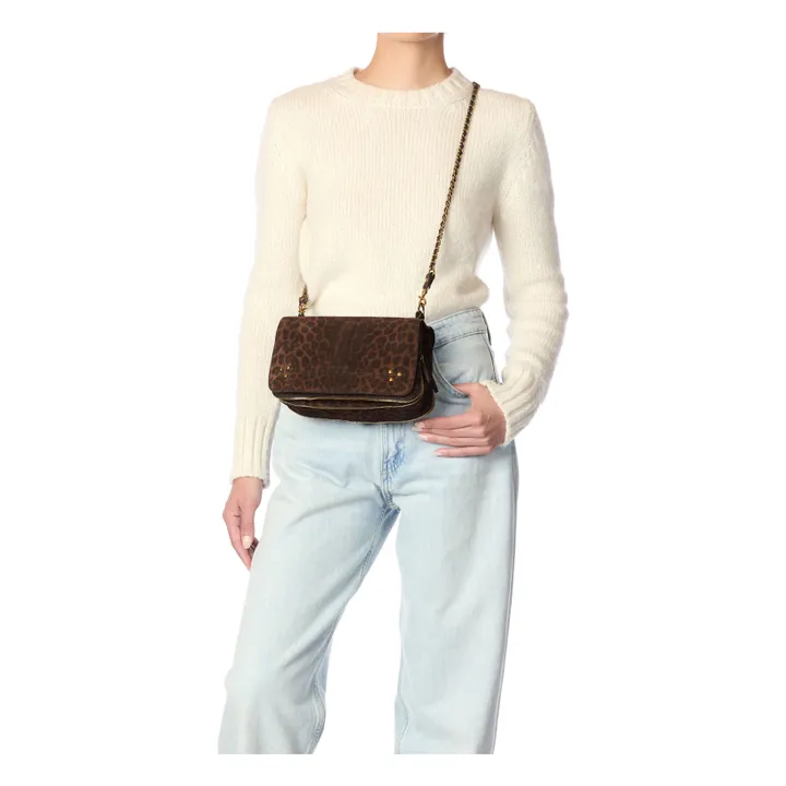 Sac Bobi Croûte Velours Léopard | Marron- Image produit n°1
