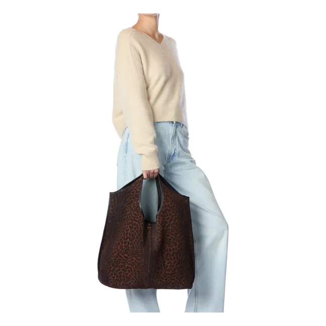 Paco Tote de terciopelo y leopardo | Marrón
