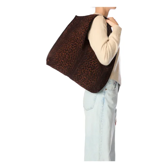 Cabas Paco Croûte Velours Leopard | Braun