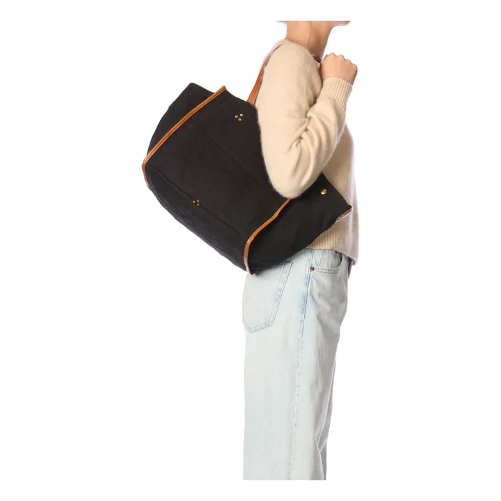 Bolso de lino Leon M | Negro- Imagen del producto n°2