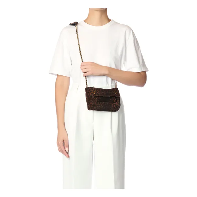 Lulu S - Borsa in velluto con leopardo | Marrone