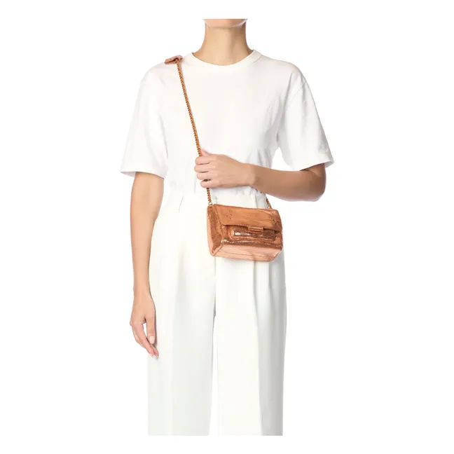 Bolso Lulu S Lamé cabra | Oro rosado