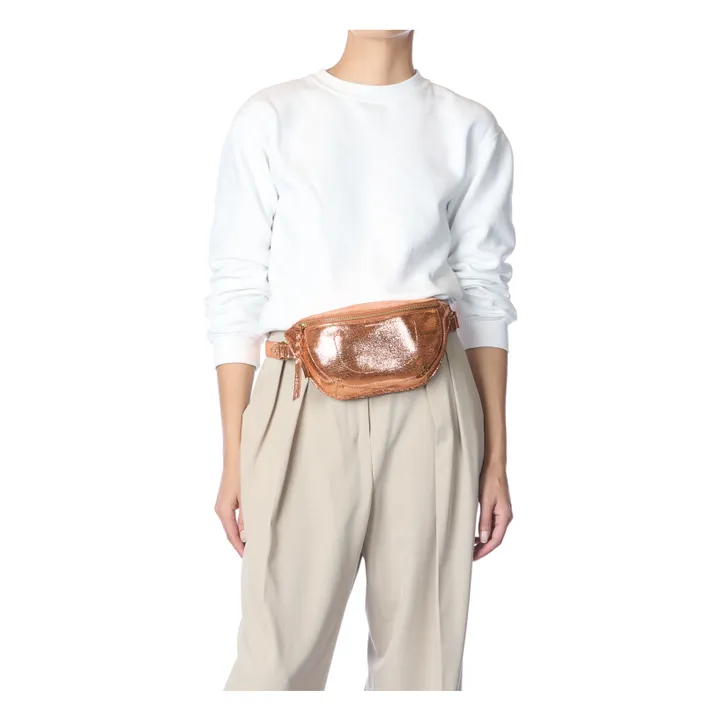 Lino Chèvre Lamé fanny pack | Pink Gold- Product image n°1