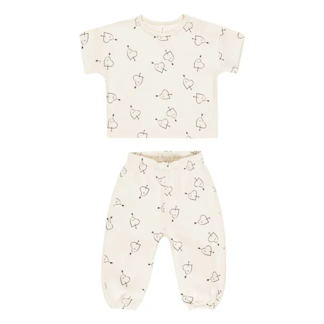 T-shirt and Pants Hearts | Ecru