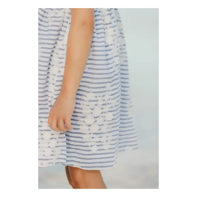 Robe Rayures Fleurie | Bleu