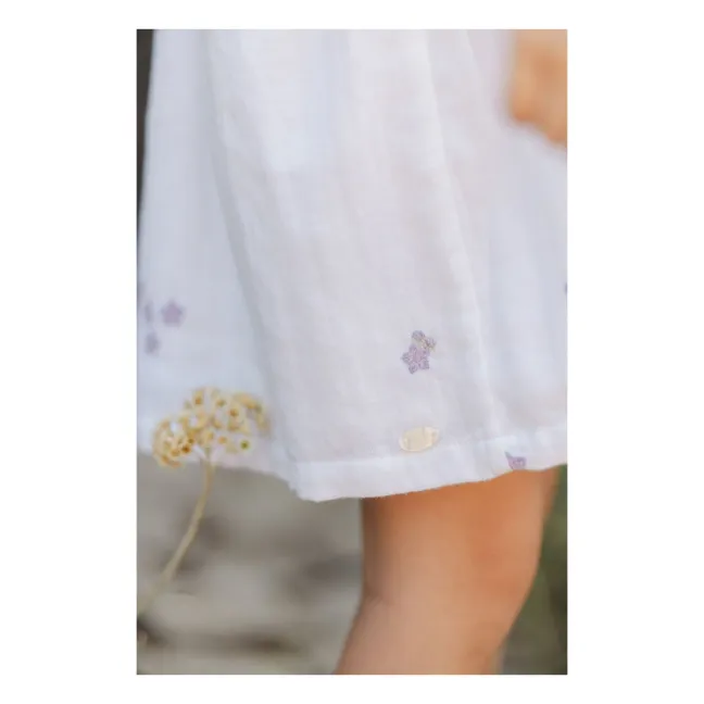 Kurzes besticktes Kleid | Weiß