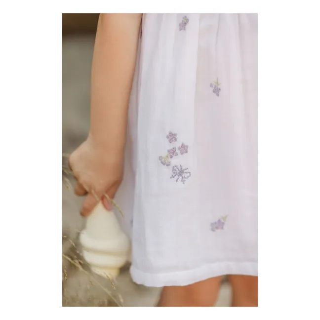 Kurzes besticktes Kleid | Weiß