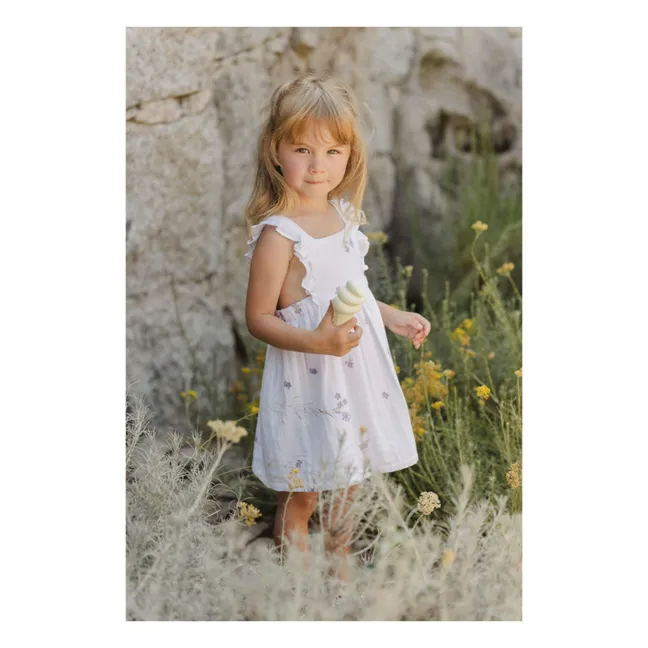 Kurzes besticktes Kleid | Weiß