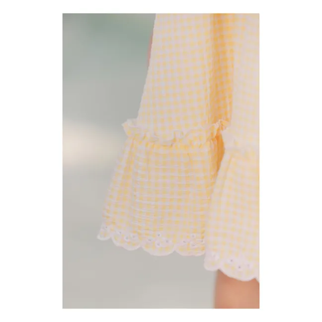 Gingham Ruffle Dress | Pale yellow