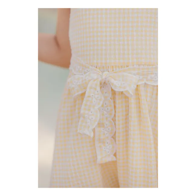 Gingham Ruffle Dress | Pale yellow
