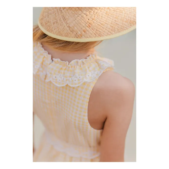 Gingham Ruffle Dress | Pale yellow