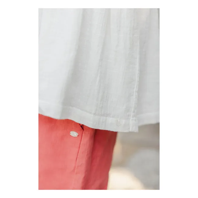 Linen Embroidered Shorts | Coral