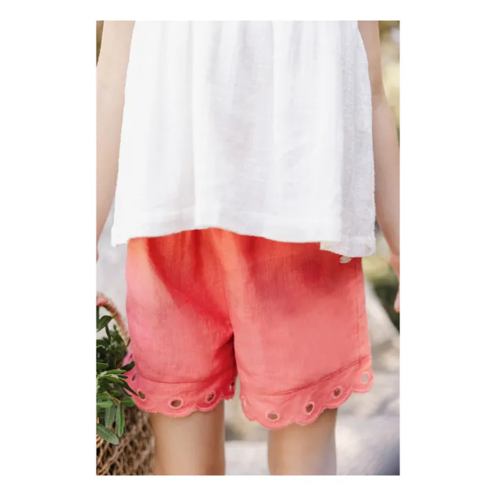 Short Brodé Lin | Corail- Image produit n°1