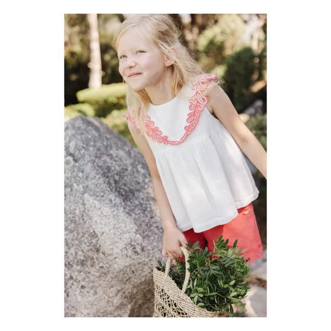 Top Fleuri | Blanc