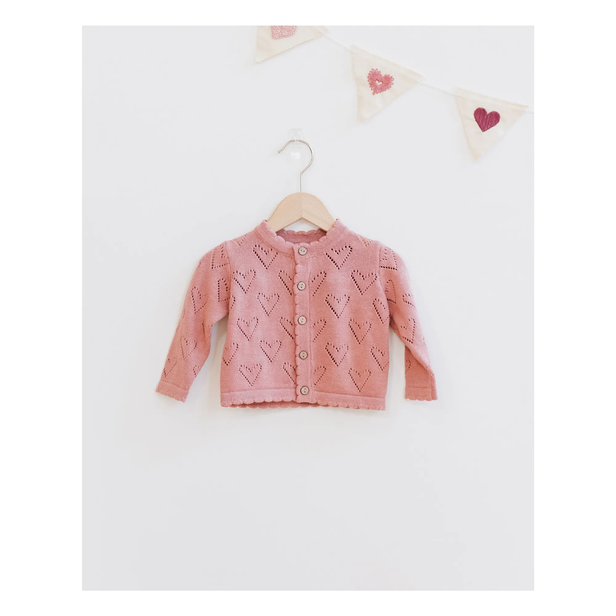 Gilet Cœurs Ajourés | Vieux Rose- Image produit n°5