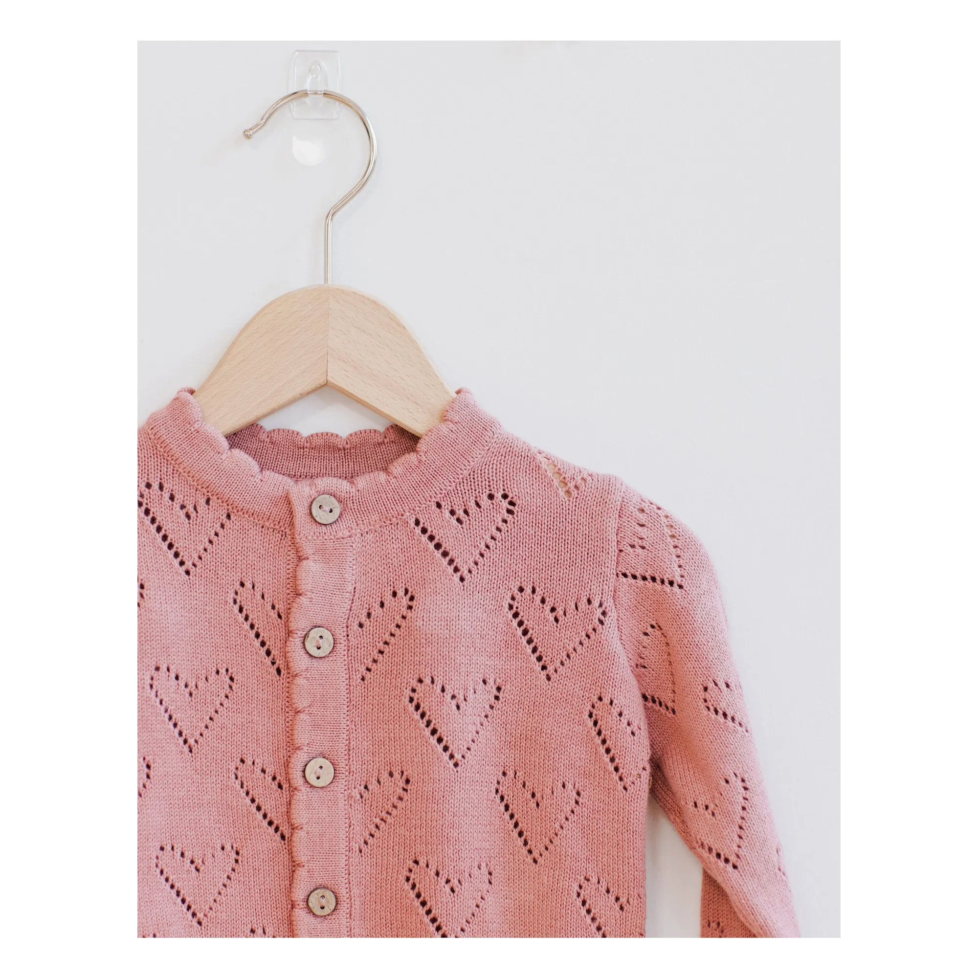 Gilet Cœurs Ajourés | Vieux Rose- Image produit n°6