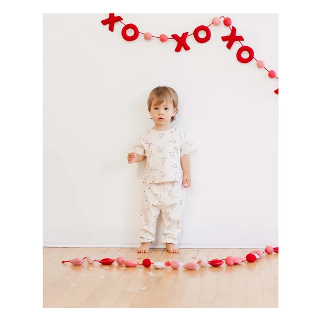 T-shirt and Pants Hearts | Ecru