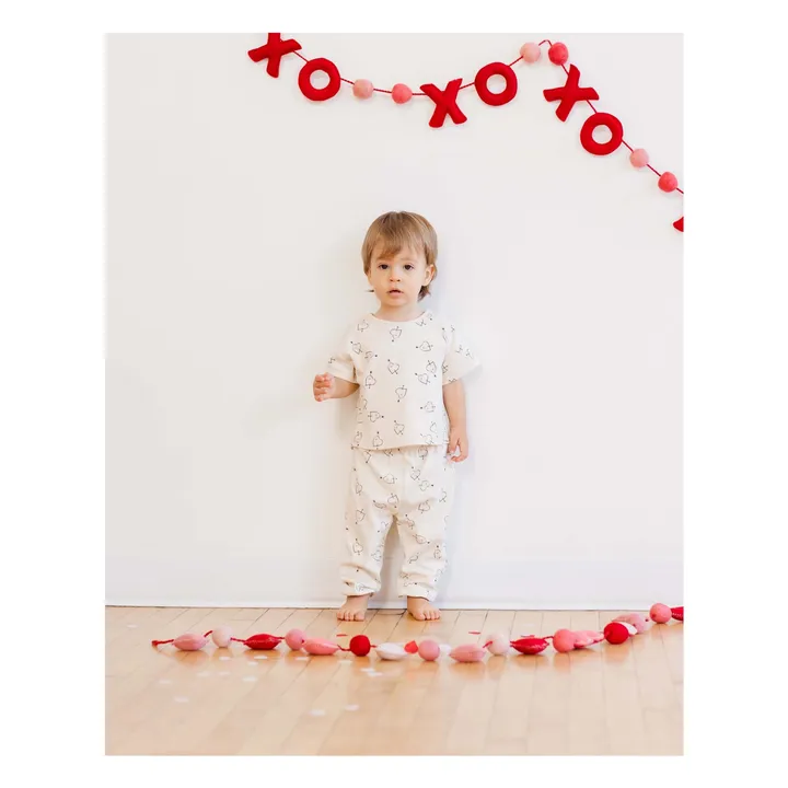 T-shirt et Pantalon Cœurs | Ecru- Image produit n°1