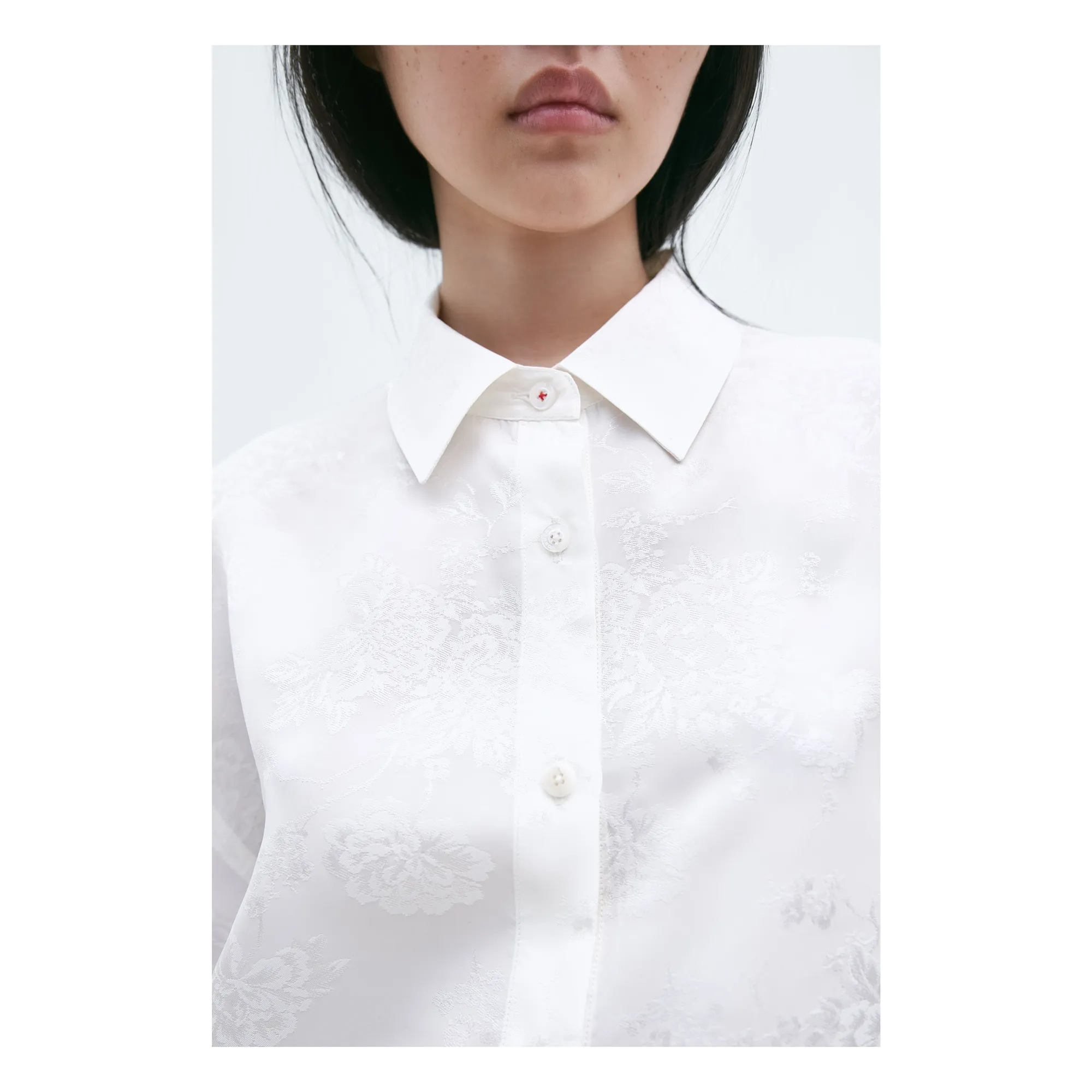 Chemise Fleurs Jacquard | Blanc- Image produit n°3