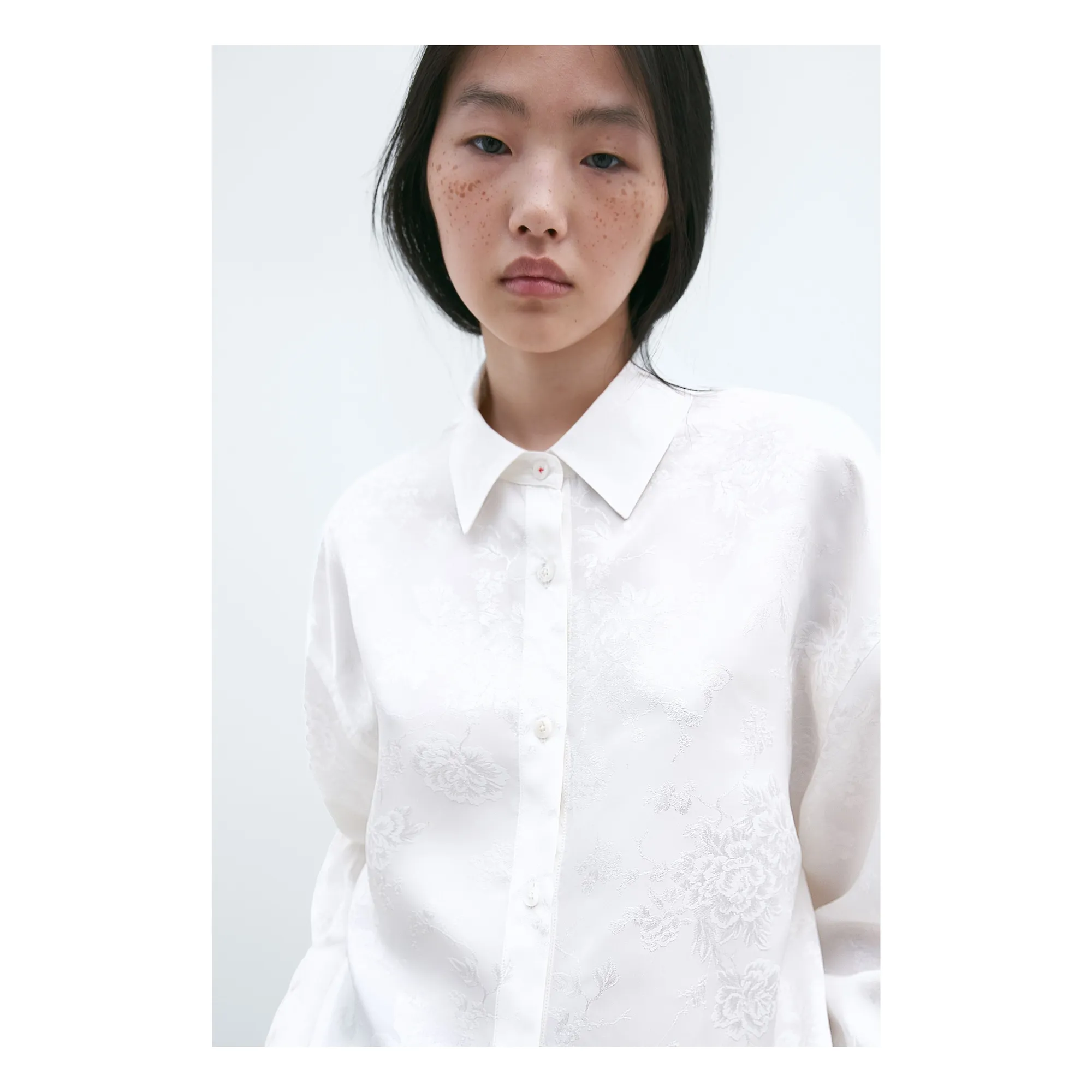 Chemise Fleurs Jacquard | Blanc- Image produit n°2