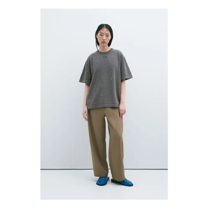 T-Shirt Perlen aus Merinowolle | Grau- Produktbild Nr. 1