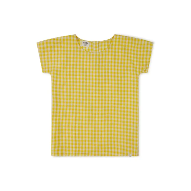 Vichy-Leinen T-Shirt | Gelb