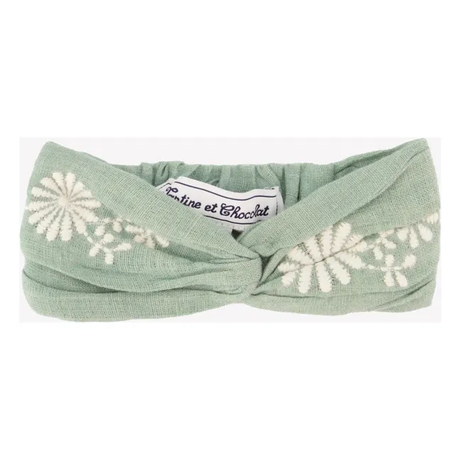 Bandeau Brodé Lin | Sauge
