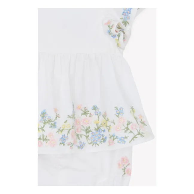 Set aus Bluse und besticktem Bloomer | Weiß