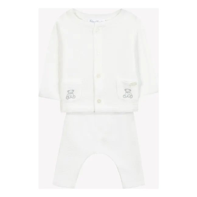 Set aus bestickter Weste und Leggings | Perlmutt