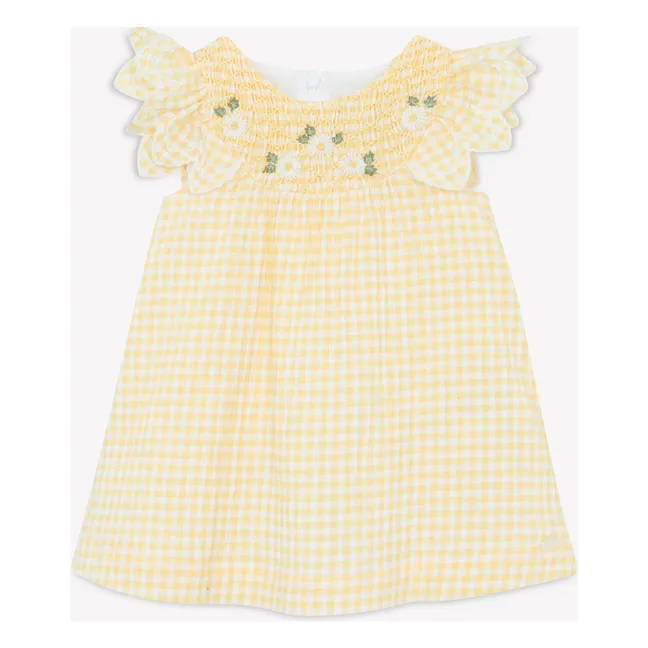 Vichy-Kleid | Blasses Gelb