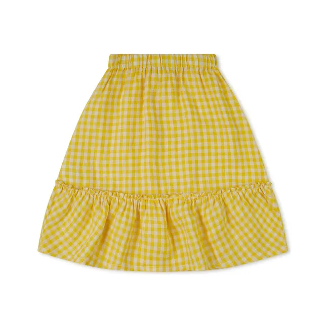 Falda de lino Vichy | Amarillo