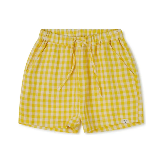 Gingham Linen Shorts | Yellow
