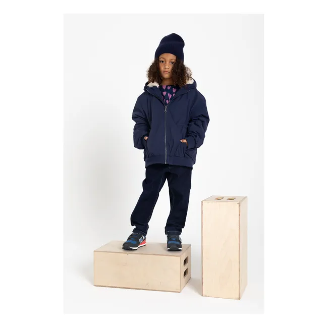 Giacca corta in pile | Blu marino