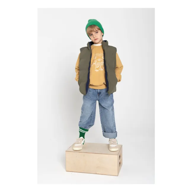 Giacca reversibile con zip senza maniche | Verde militare