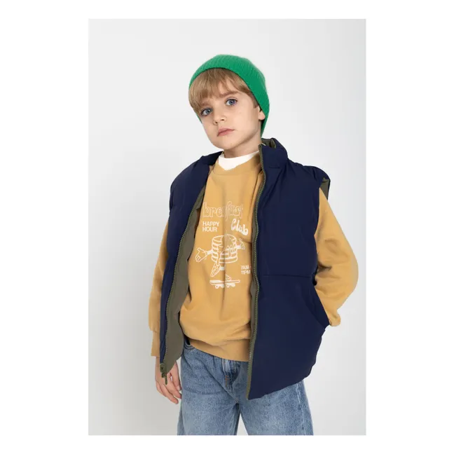 Giacca reversibile con zip senza maniche | Verde militare