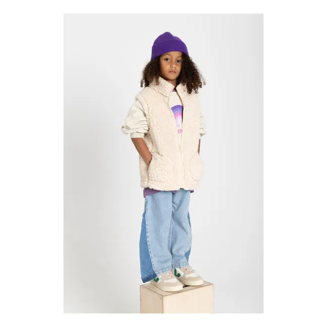 Giacca con zip senza maniche in sherpa | Ecru