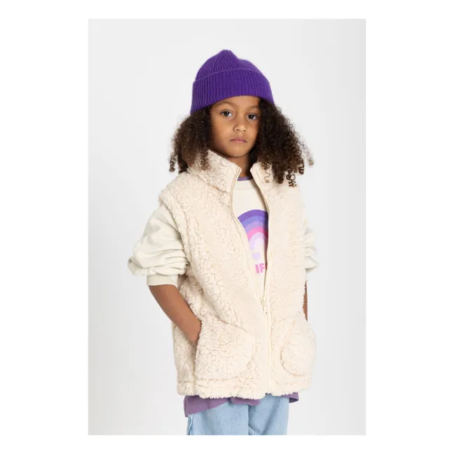 Giacca con zip senza maniche in sherpa | Ecru