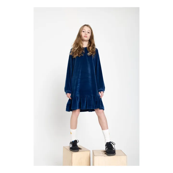 Robe courte volant | Bleu nuit- Image produit n°2