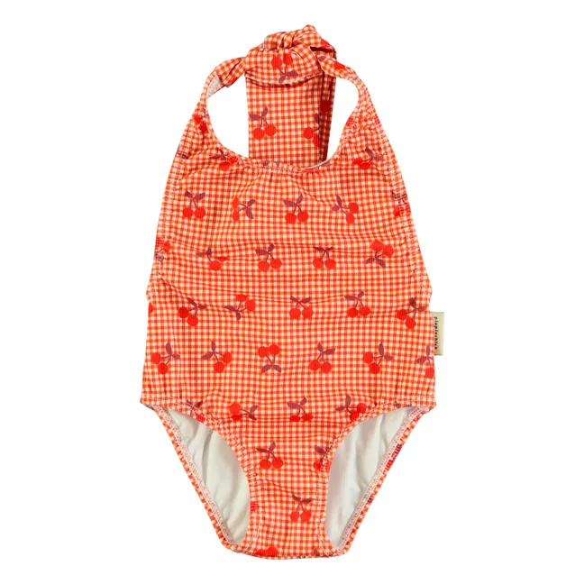 Vichy-Badeanzug aus recycelten Fasern | Orange
