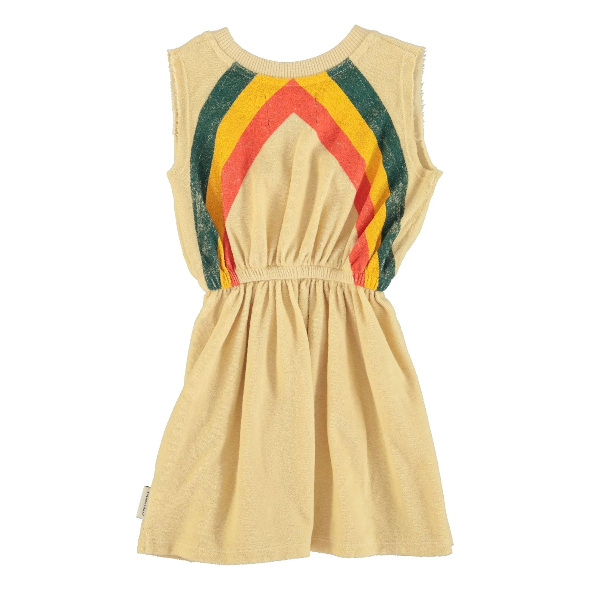 Organic Terry Stripe Openwork Dress | Sand- Product image n°3