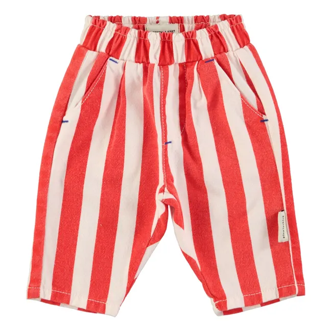 Pantaloni a righe in cotone biologico | Rosso