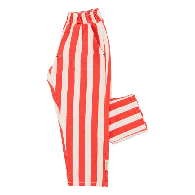 Pantaloni a righe in cotone biologico | Rosso