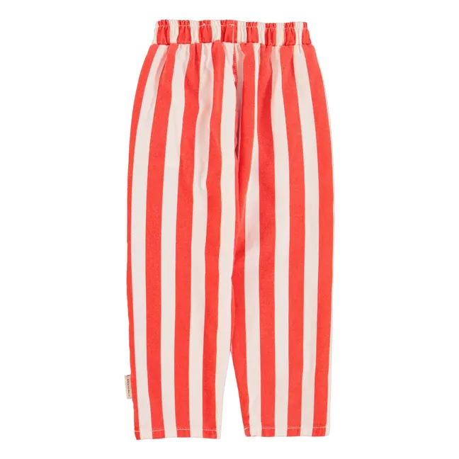 Pantaloni a righe in cotone biologico | Rosso