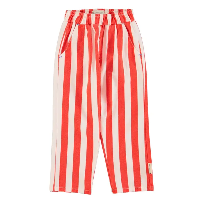Pantaloni a righe in cotone biologico | Rosso